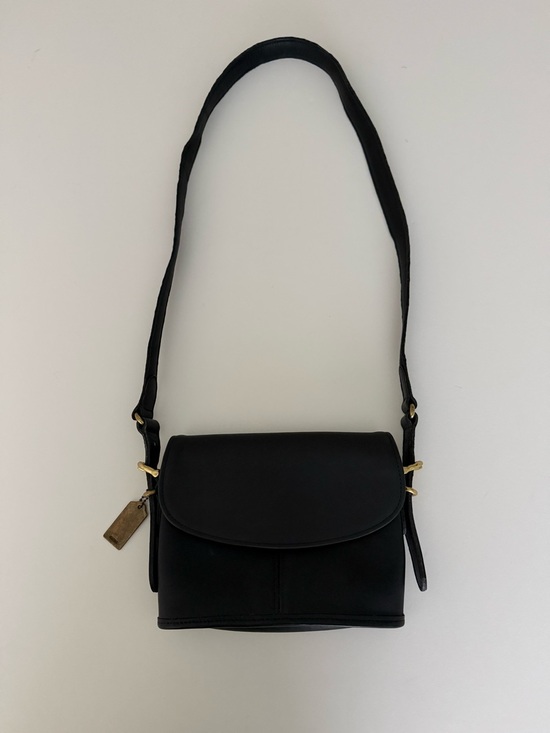 Coach Handbags - Vintage Coach  Equestrian  Flap Black Leather Crossbody Bag